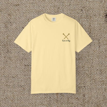Tee It High Let It Fly Graphic Tee in soft yellow, combining comfort and style, great for casual outings and social gatherings.
