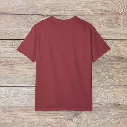 Back view of the Men's Golden Tee: Comfortable Cotton T-Shirt with Ribbed Collar in a rich burgundy color, perfect for casual wear. Available in sizes S-5XL.