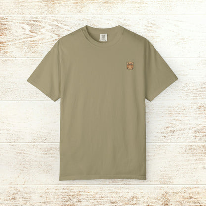 Rodeo On The Rocks Tee in olive green, featuring durable garment-dyed style, perfect for comfortable everyday use. Available in sizes S to 4XL.