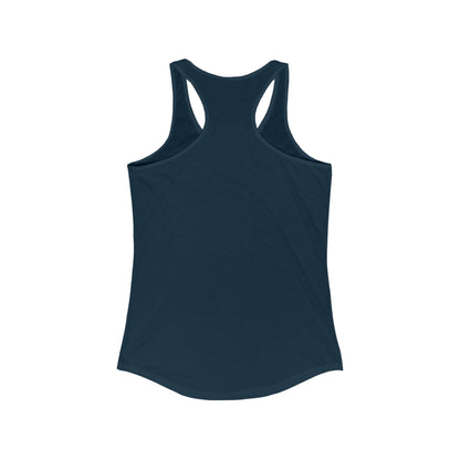 Stay Lunar Yoga Tank in navy blue, designed for comfort and performance. Made from a lightweight 60% cotton, 40% polyester blend with side seams for a perfect fit.