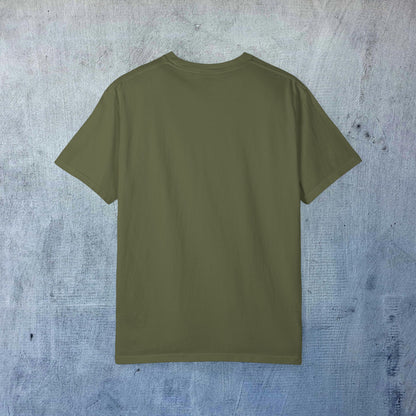 Back view of the Sleek Woof of Ball Street T-Shirt in olive green, highlighting the simple yet stylish design without side seams for a sleek look.