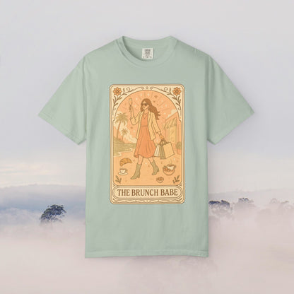 Brunch Babe Tarot Graphic Tee in mint, made from 100% cotton, featuring eye-catching design, ideal for casual styles, available in a range of sizes S-4XL.