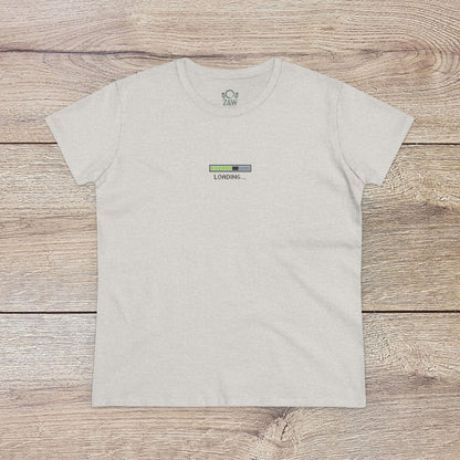404 Y2K Graphic T-Shirt in light gray with a simple 'LOADING...' graphic, combining retro style with modern comfort, great for everyday wear.