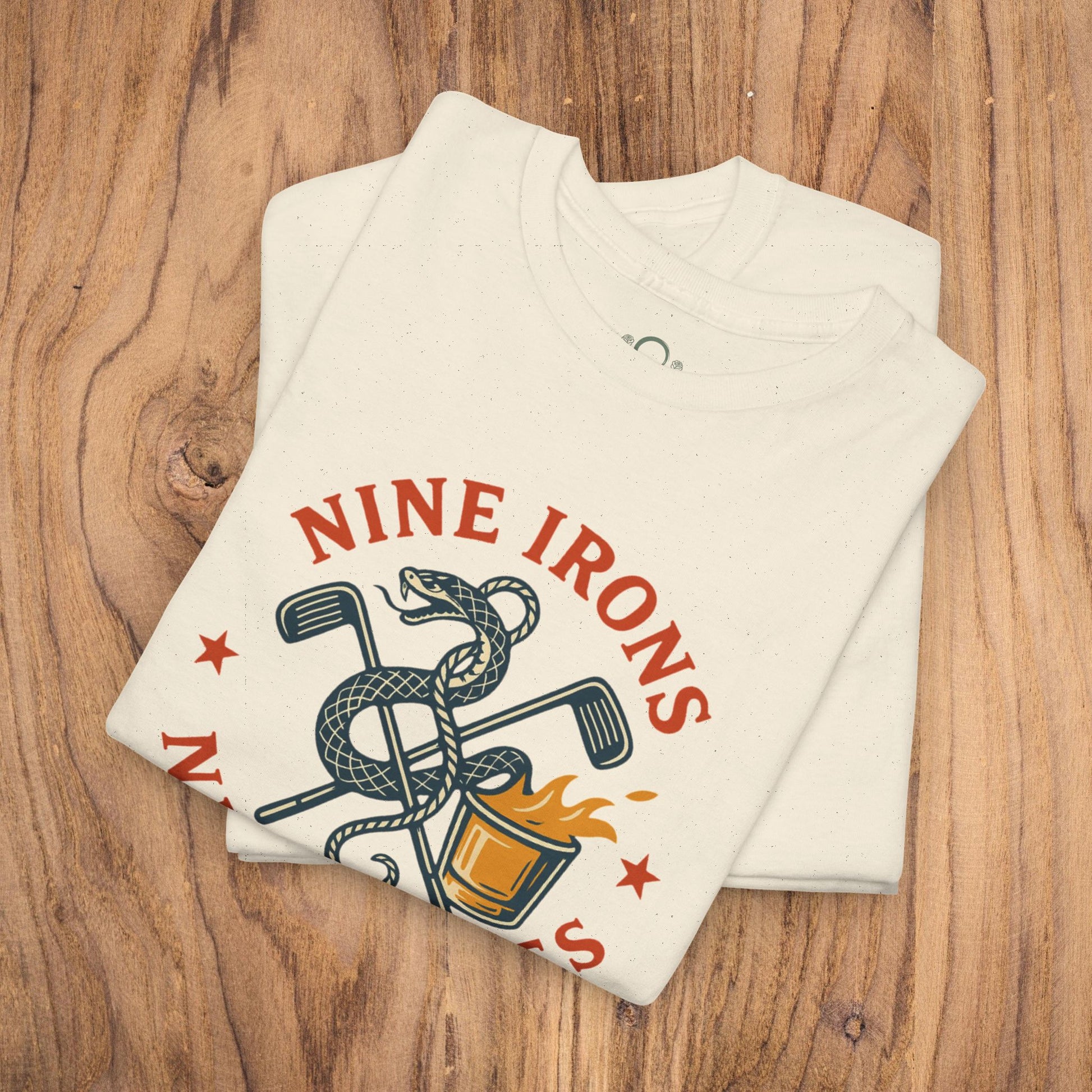 Golf-Themed 100% Cotton T-Shirt in Natural Color - Fun and Comfortable Casual Wear for Golf Enthusiasts, Great Gift Option for Dads