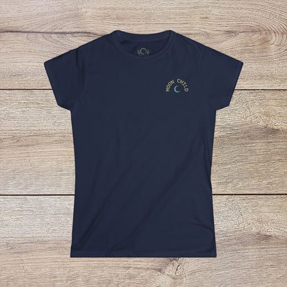 Moon Child T-Shirt in navy - Stylish Soft Slim-Fit Tee for Dreamers, suitable for any occasion.