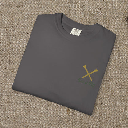 Folded Tee It High Let It Fly Graphic Tee in charcoal, highlighting a stylish logo; great for versatile casual outfits.