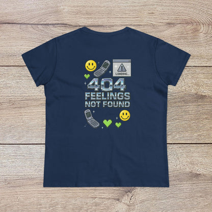 404 Y2K Graphic T-Shirt featuring a retro design with text '404 FEELINGS NOT FOUND', complemented by nostalgic graphics, perfect for Y2K fashion enthusiasts.