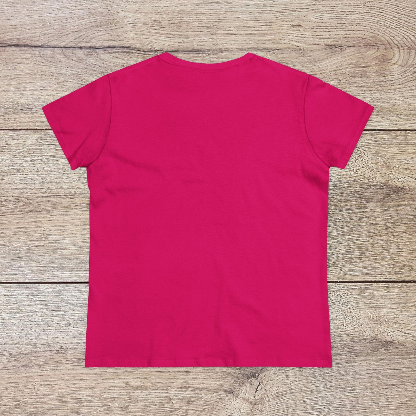 Back view of the Wine Not Tee in vibrant pink, emphasizing its seamless construction and high-quality 100% ring-spun cotton material.