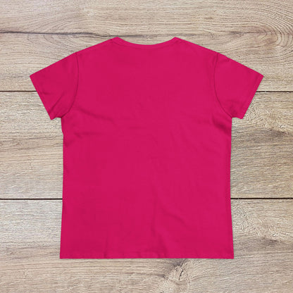 Back view of the Wine Not Tee in vibrant pink, emphasizing its seamless construction and high-quality 100% ring-spun cotton material.