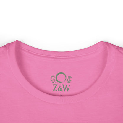 Close-up of the neckline on a cozy Plant Guitar sweatshirt, showcasing the Z&W logo - a stylish touch to a sustainably made garment with a hood.