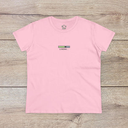 404 Y2K Graphic T-Shirt in soft pink color with a trendy 'loading...' graphic, designed with seamless construction for a relaxed fit.