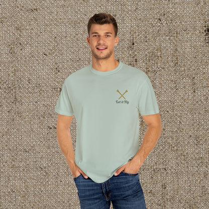 Tee It High Let It Fly Graphic Tee modeled by a man, featuring a stylish design and soft US cotton for comfort, perfect for any occasion.