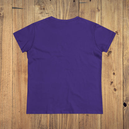 Back view of the Stay Grounded Spiritual Tee, a comfortable crop top in vibrant purple color, perfect for festivals and casual outings.