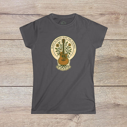 Trendy Cozy Plant Guitar Sweatshirt in charcoal gray, designed with a spacious kangaroo pocket and adjustable hood - Ethically Made