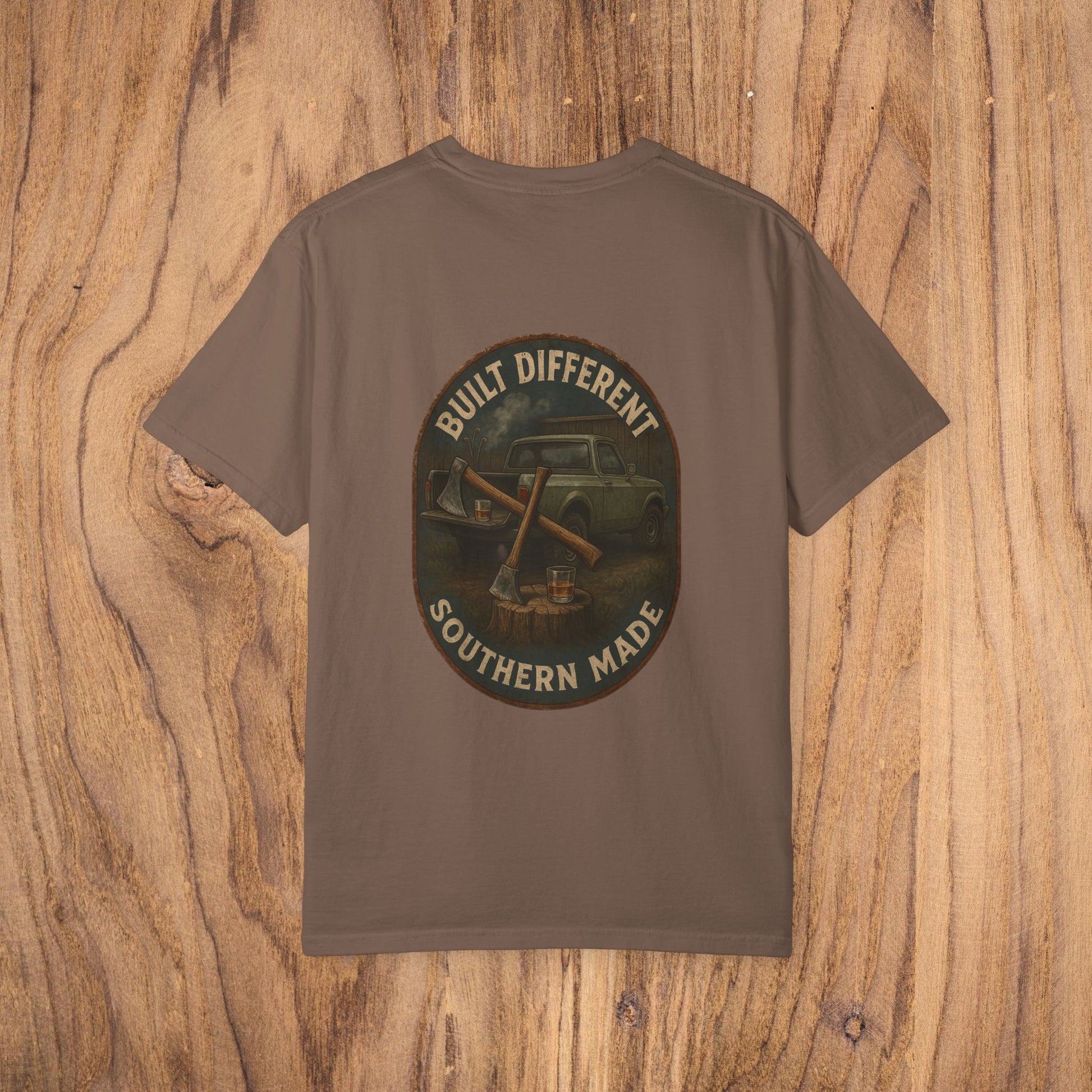 Premium Southern Made T-Shirt featuring a vintage car design on the back, ideal for stylish casual wear. Available in multiple sizes.