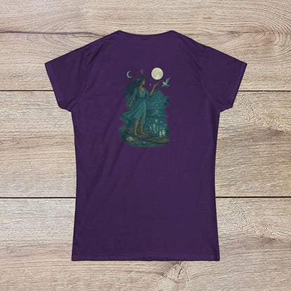 Moon Child T-Shirt featuring a mystical design with a woman reaching towards the moon, perfect for dreamers and those expressing their whimsical side.