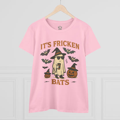 Halloween Unisex T-Shirt featuring a fun graphic design with bats and a ghost, ideal for trick-or-treating.