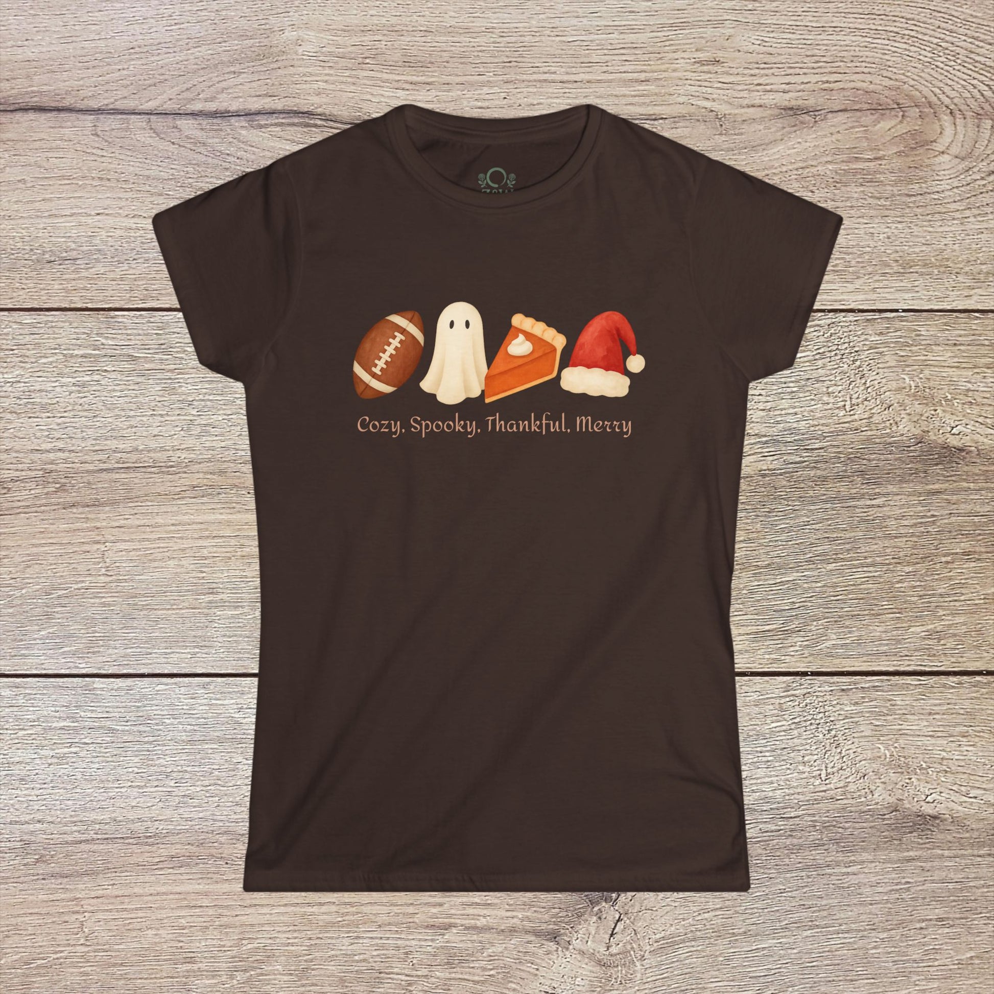 Cozy Seasonal Women's Tee | Fall Winter Graphic T-Shirt, Ghost Tee, Thanksgiving Shirt, Holiday Apparel, Cute Casual Wear - ZenAndWhiskey