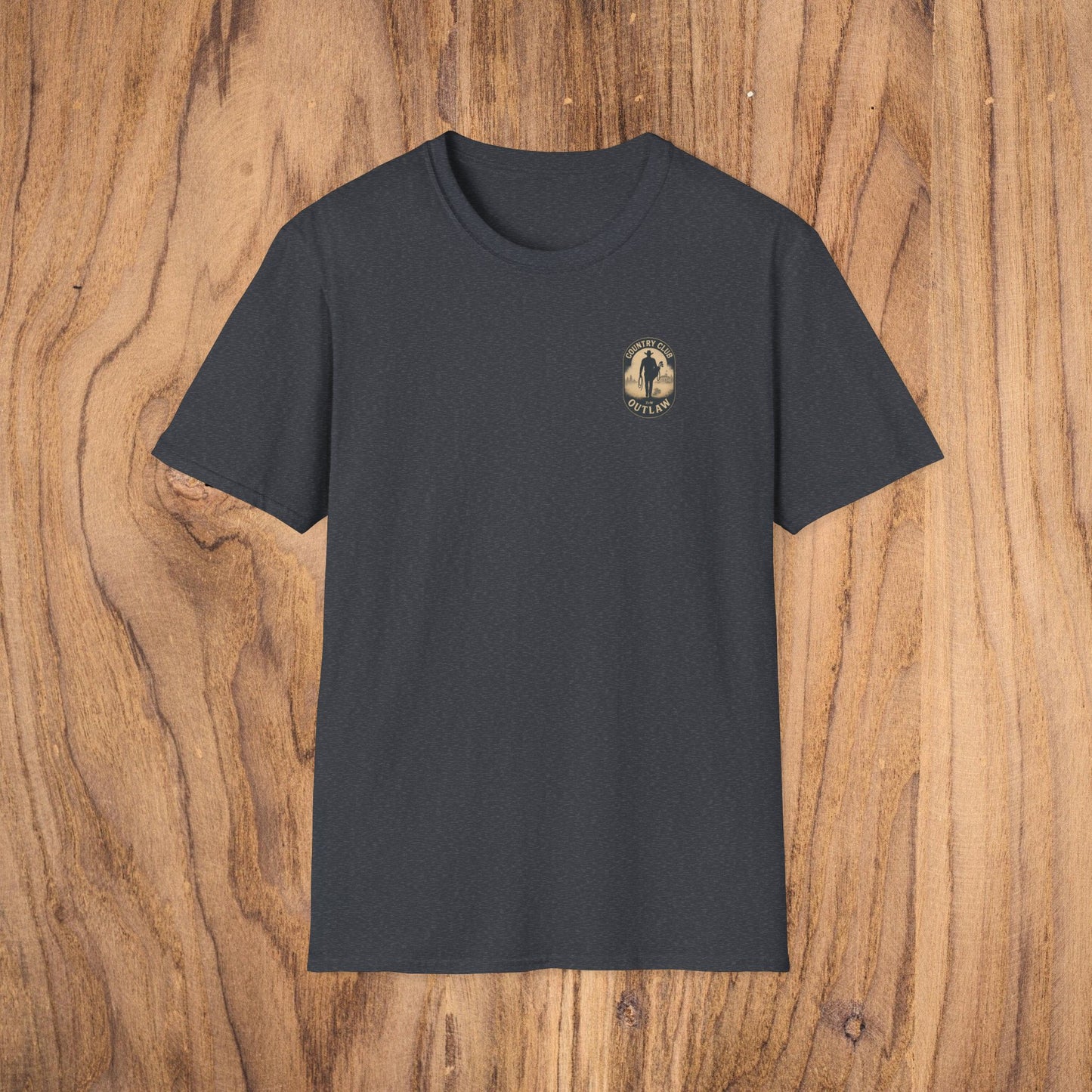Vintage Southern Gentleman Golf Shirt in heather charcoal, featuring a classic fit and a subtle country club outlaw design on the chest.