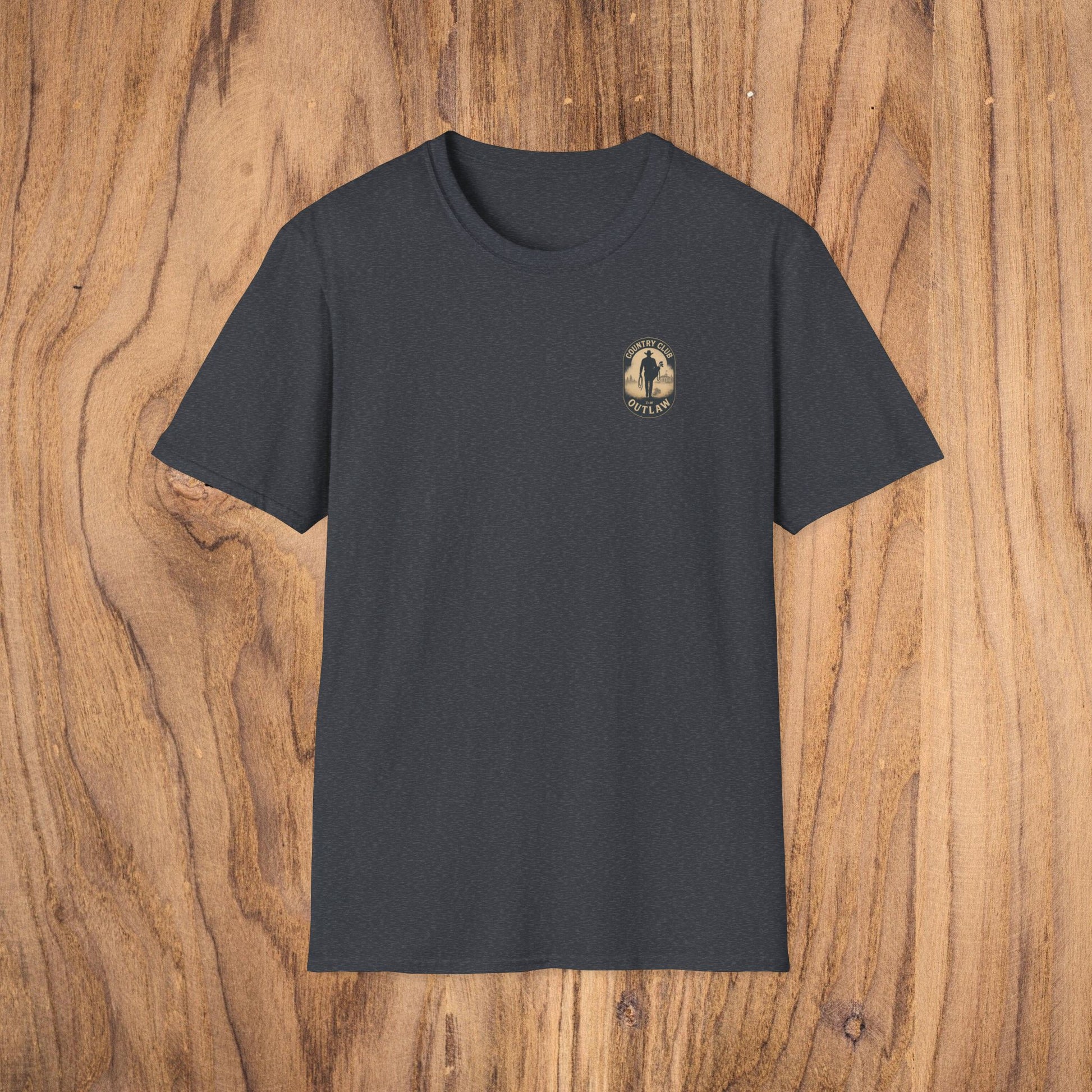 Vintage Southern Gentleman Golf Shirt in heather charcoal, featuring a classic fit and a subtle country club outlaw design on the chest.