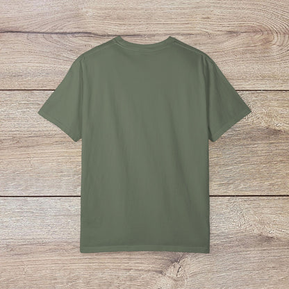 Back view of the Men's Golden Tee, emphasizing the relaxed fit and soft material, ideal for comfort and everyday wear.
