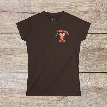 Crawfish Boil Shirt for Women | Fun Seafood Tee for Summer Festivals & NOLA Celebrations in brown with eye-catching crawdad design, ideal for casual outings.