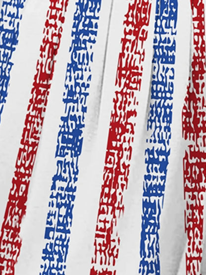 Trendy Striped Square Neck Tank Top for Women featuring bold blue and red stripes on a white background, crafted from 95% polyester for a stylish, no-stretch look, machine washable for easy care.