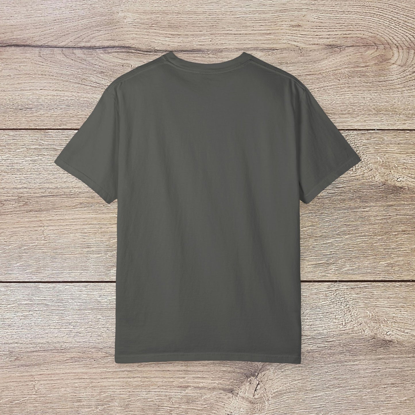 Men's Golden Tee: Comfortable Cotton T-Shirt with Ribbed Collar - back view in dark gray, perfect for casual wear.