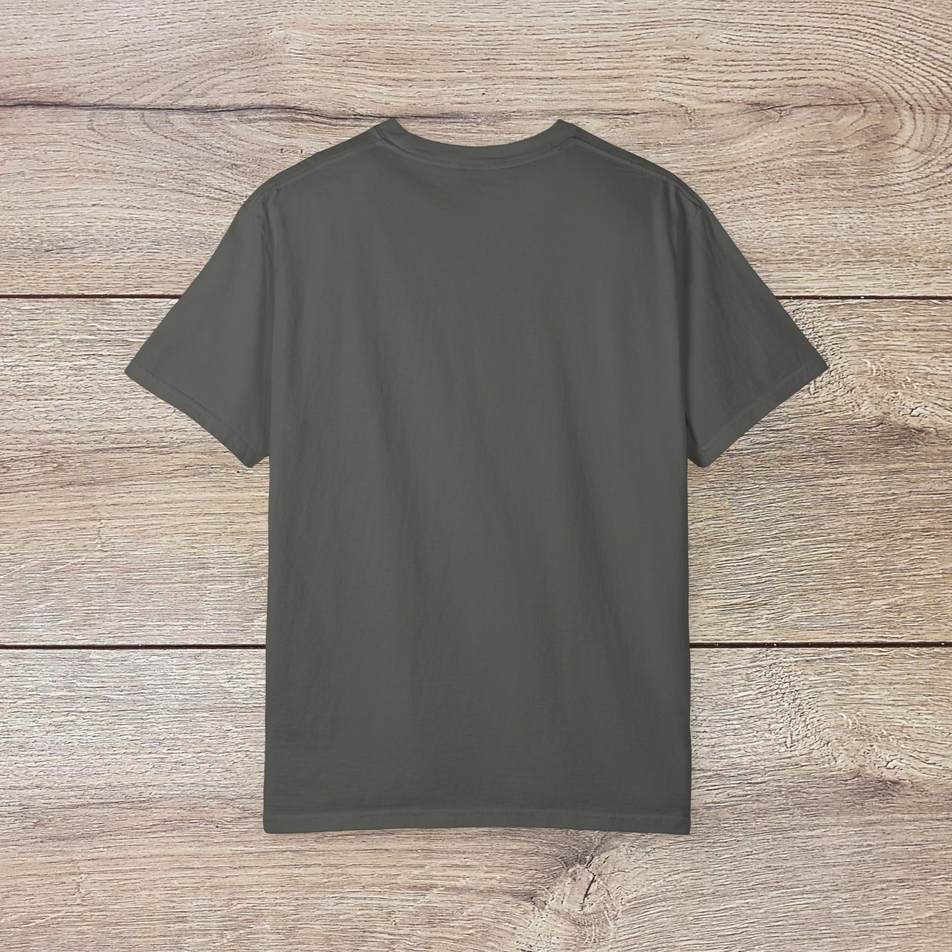 Men's Golden Tee: Comfortable Cotton T-Shirt with Ribbed Collar - back view in dark gray, perfect for casual wear.