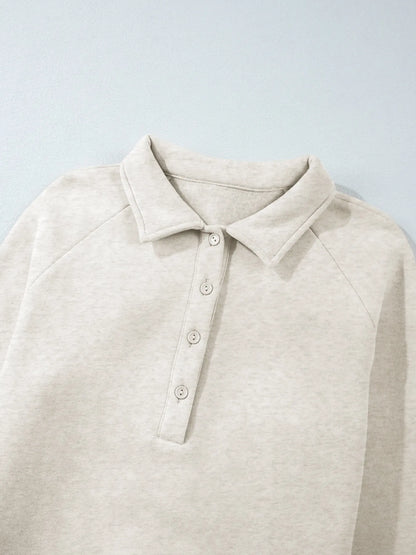Close-up of the collar on the Trendsi Collared Sweatshirt - Soft Cotton Blend.