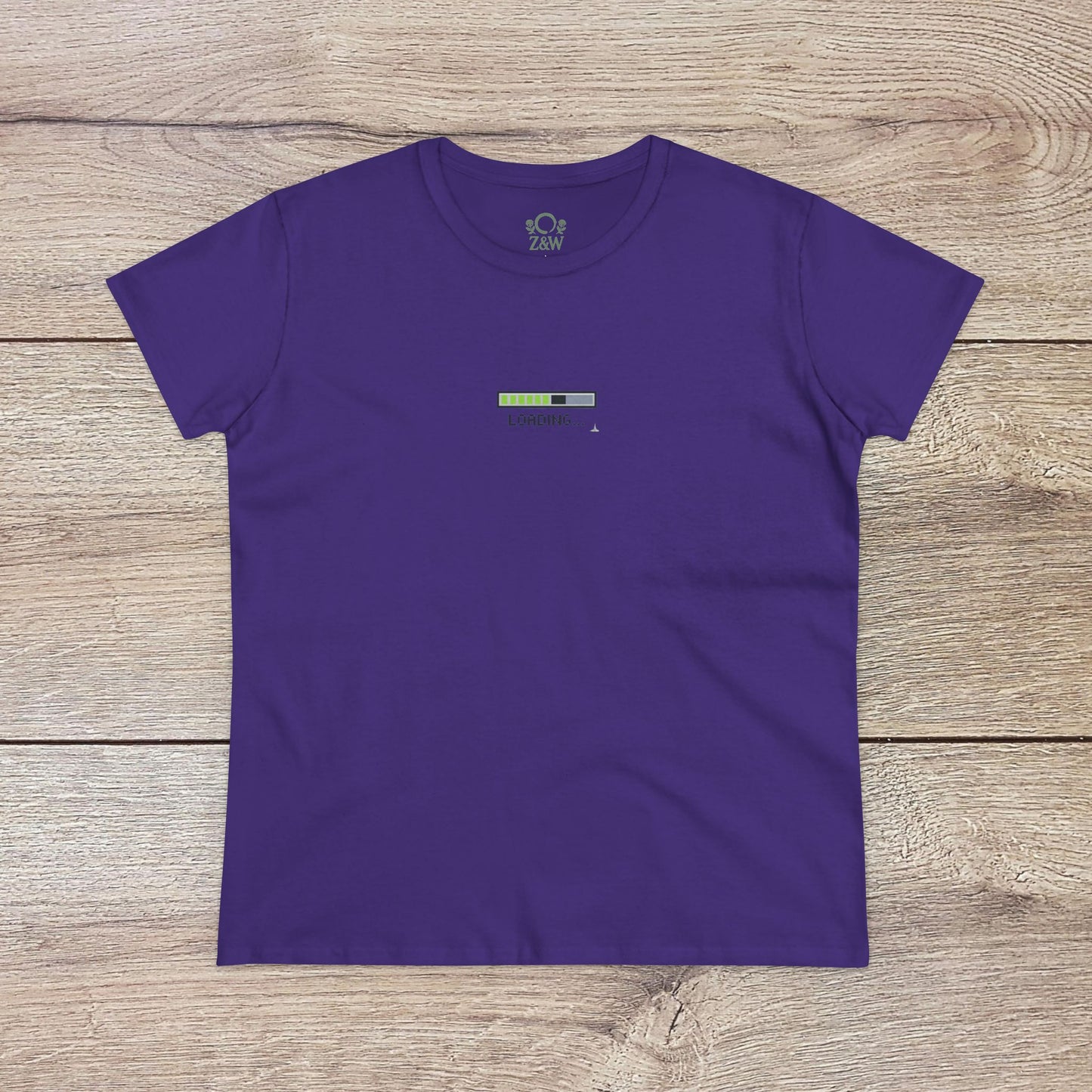 404 Y2K Graphic T-Shirt in bold purple displaying a trendy loading bar, perfect for adding flair to any look.