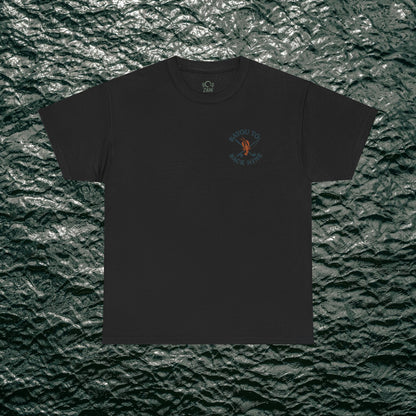 Bayou To Back Nine Softstyle Golf Tee displayed in black, emphasizing its comfortable fit and aesthetic appeal for golfing or casual wear.