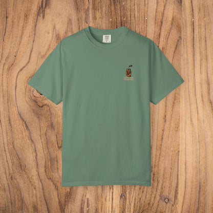 Simple Man Strong Pour T-Shirt in sage green, crafted from 100% cotton, offering a comfortable fit and ethical sourcing.