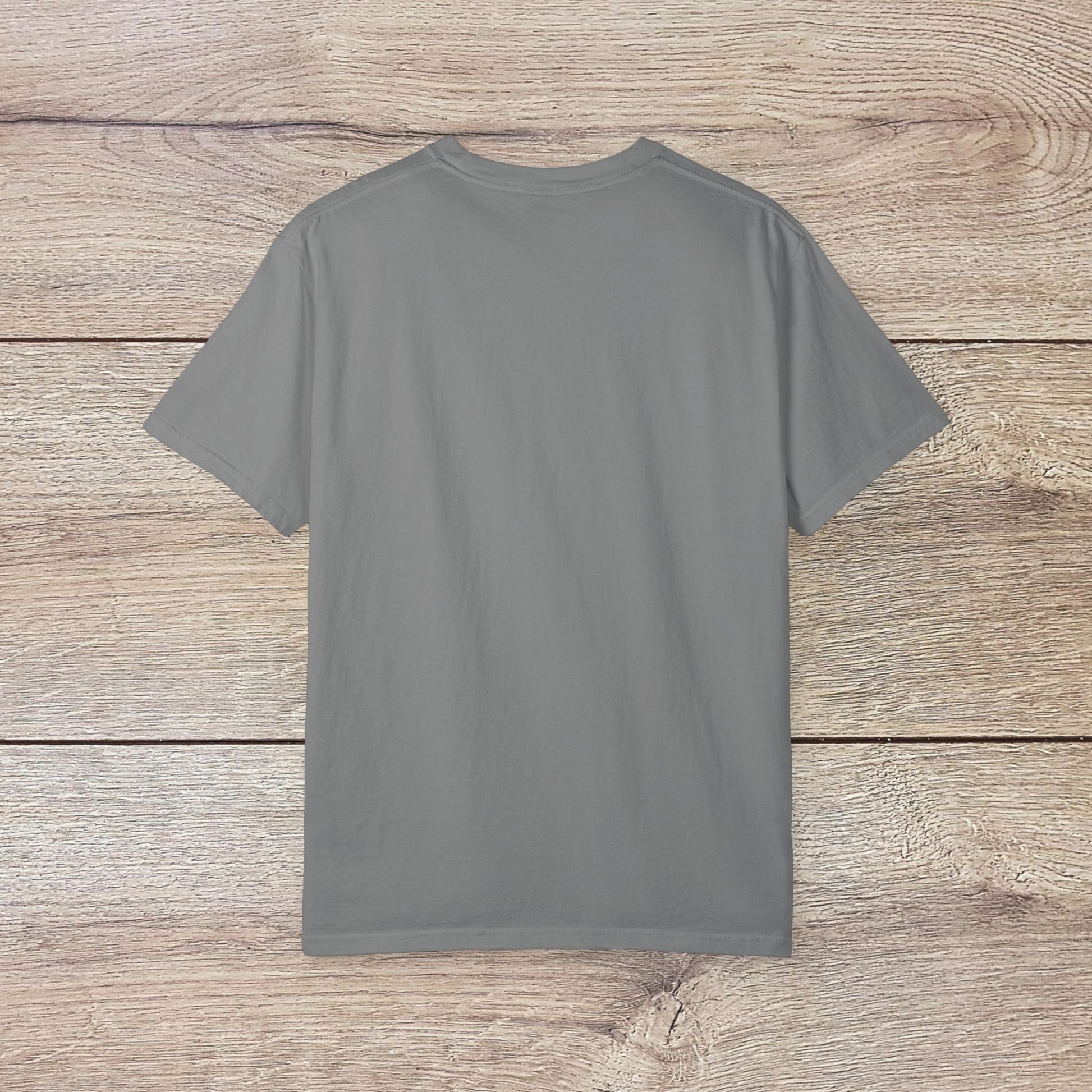 Men's Golden Tee: Comfortable Cotton T-Shirt with Ribbed Collar - back view in light gray, designed for comfort and style.