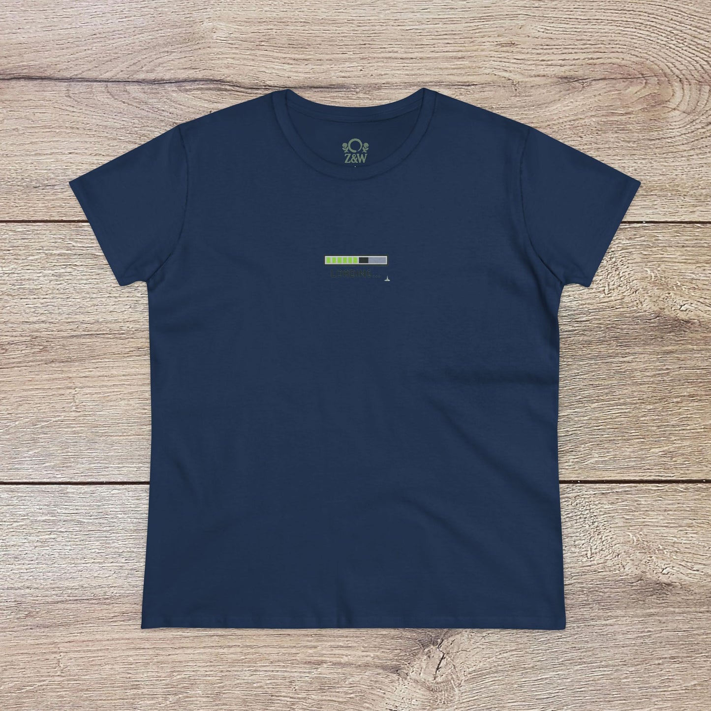 404 Y2K Graphic T-Shirt in deep navy blue showcasing a loading bar, a must-have for Y2K fashion enthusiasts.