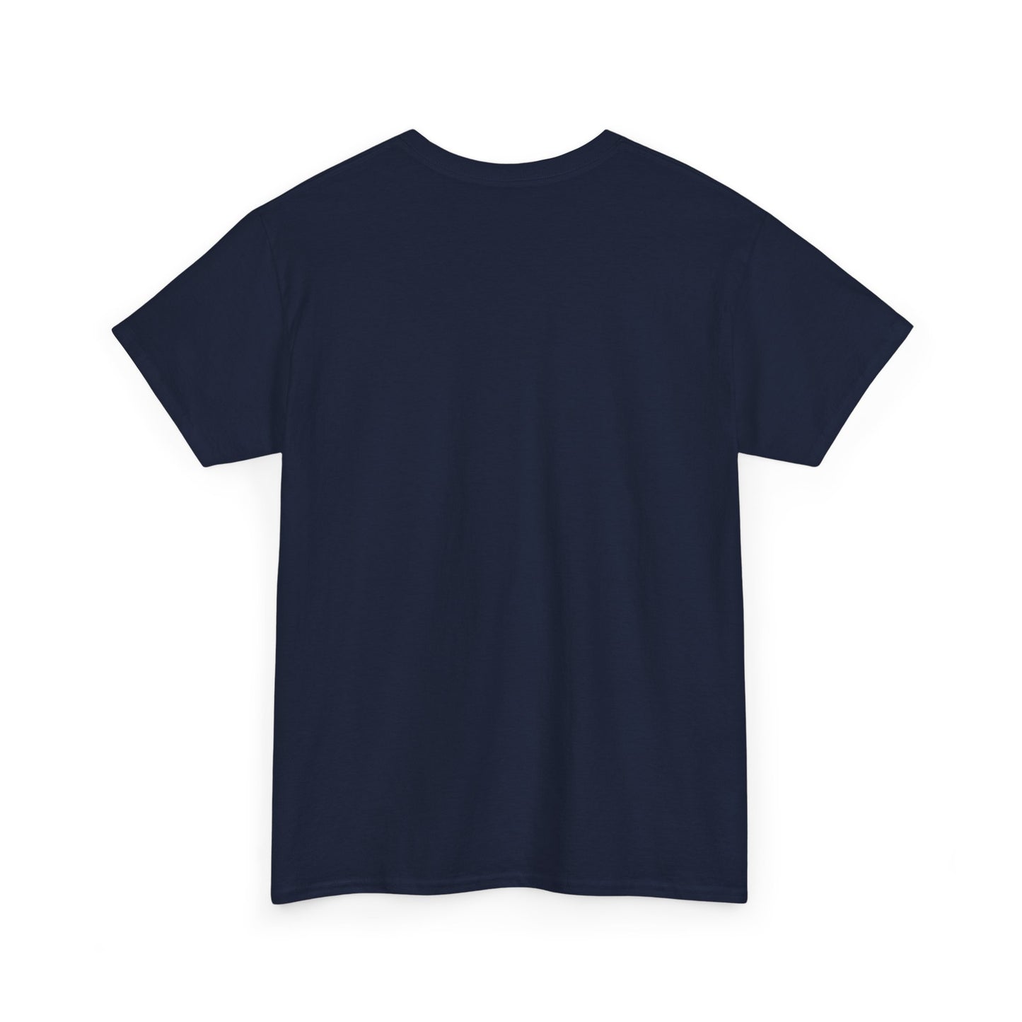 Back view of the navy True Crime & Moonshine Unisex Graphic Tee, highlighting the simple yet stylish design for comfort and everyday wear.