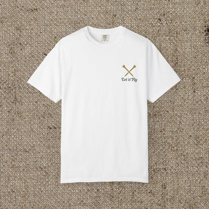 Tee It High Let It Fly Graphic Tee showcased on a plain background, displaying its comfortable fit and unique graphic design ideal for casual wear.