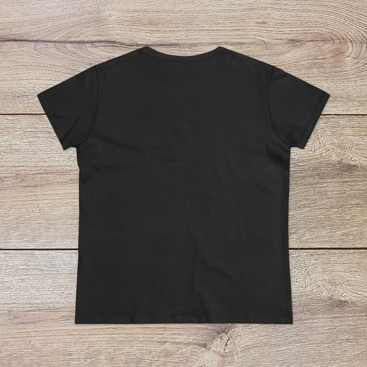 Back view of the 'Wine Not Tee' featuring a minimalist design, made from 100% ring-spun cotton with no side seams for a sleek look.