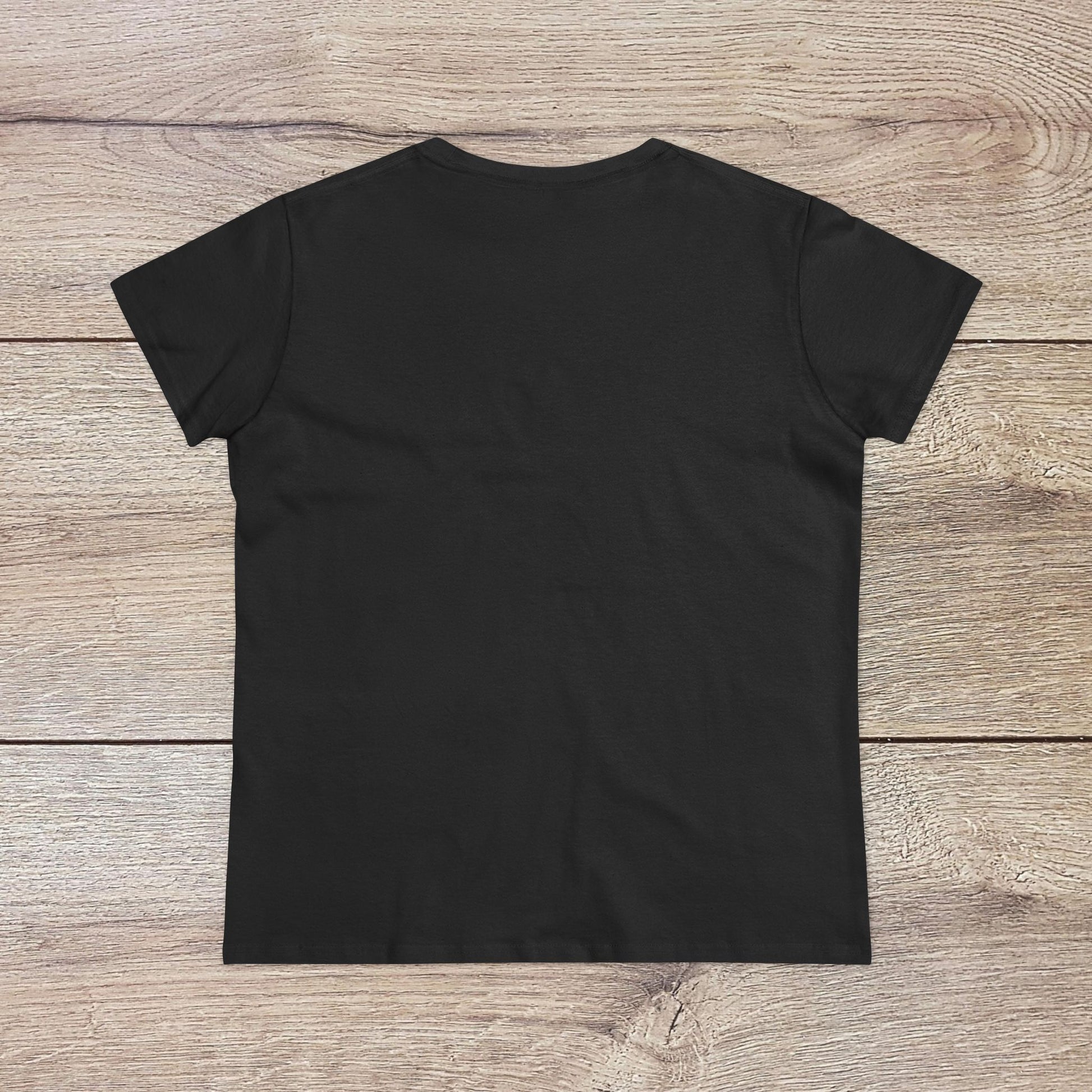 Back view of the 'Wine Not Tee' featuring a minimalist design, made from 100% ring-spun cotton with no side seams for a sleek look.