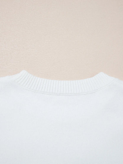 Close-up view of the back neckline of the Western Style Knit Crew Neck Sweater with Horseshoe Star, showcasing its soft fabric and ribbed detail.